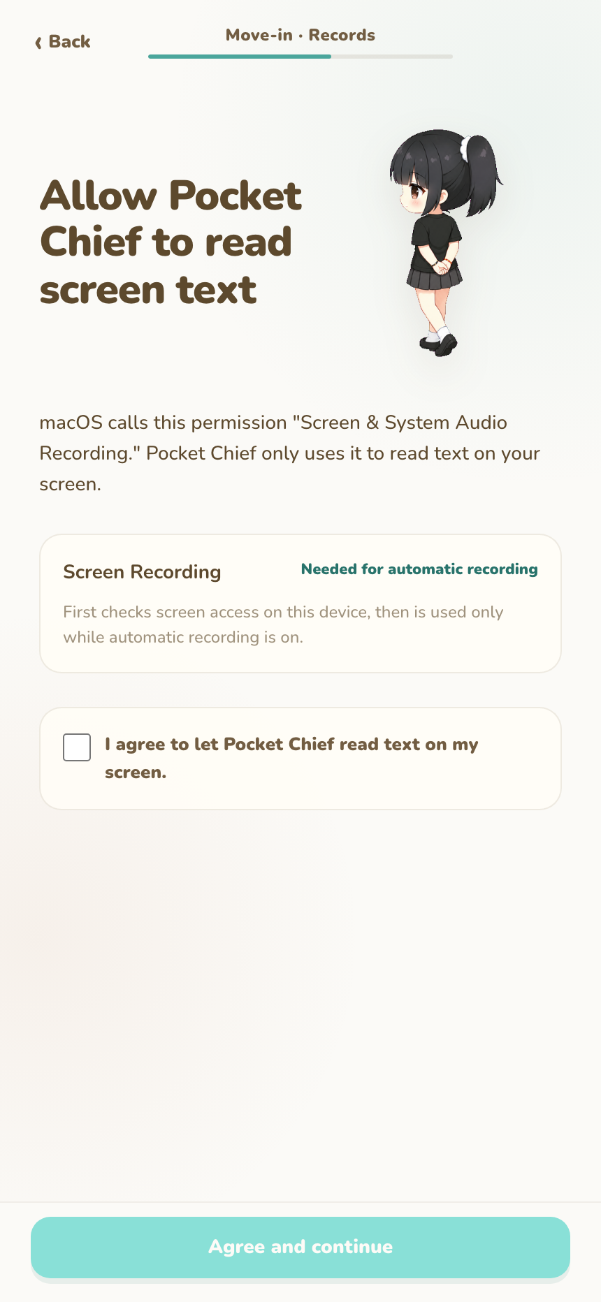 Move-in consent screen for automatic recording