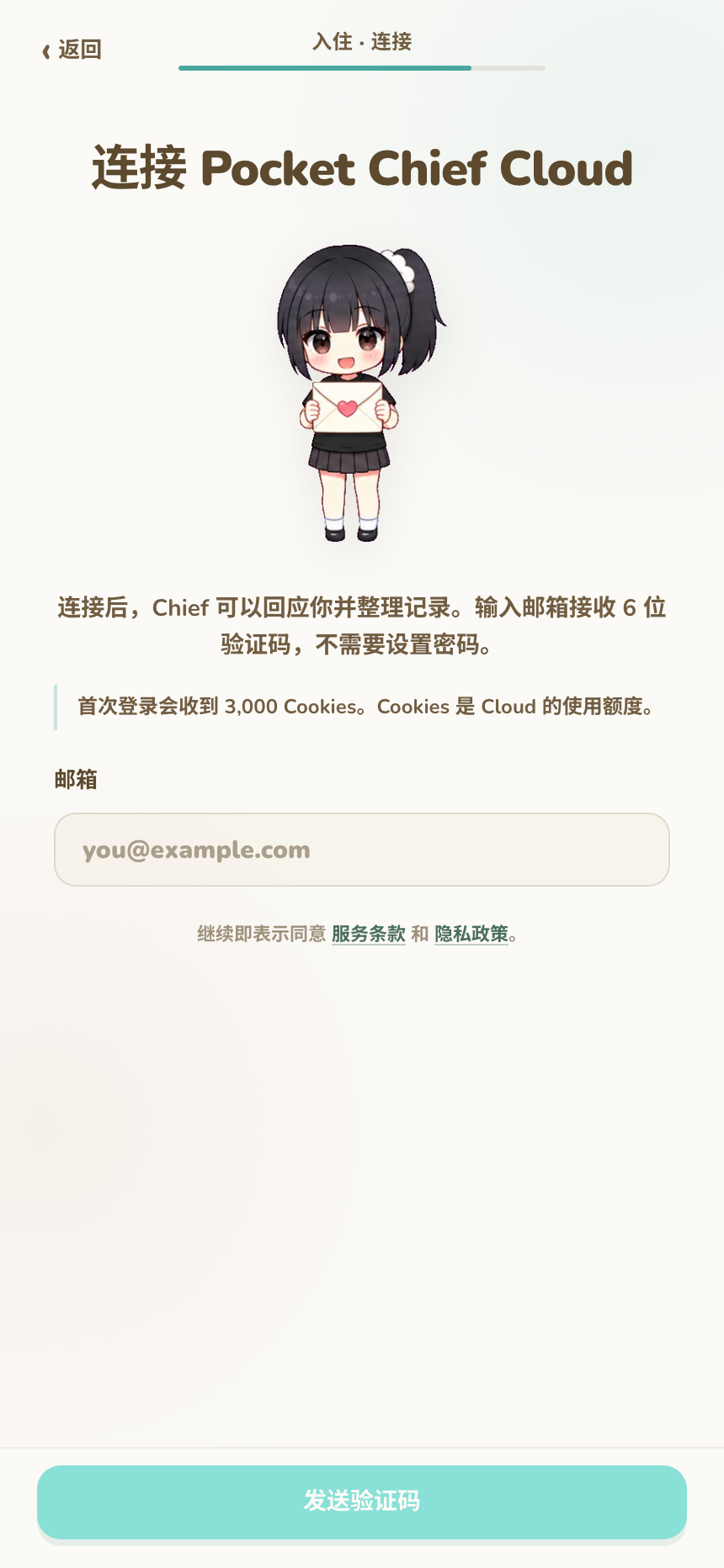 Direct Cloud 连接页面要求输入邮箱